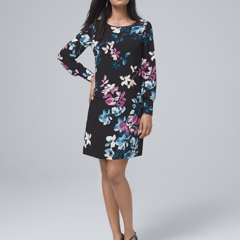 PETITE FLORAL-PRINT SHIFT DRESS